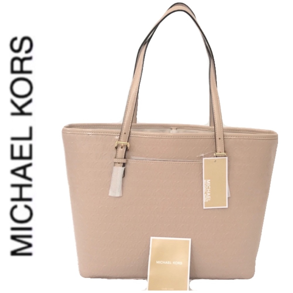NWT lovely MK patent leather monogram tote oyster - Picture 2 of 6
